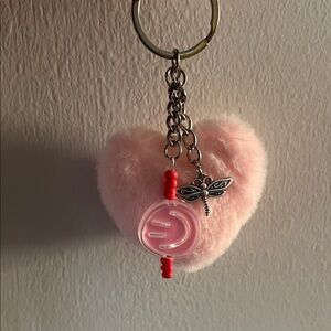 Pink Heart Keychain with Dragonfly Charm $8 or 3 for $15